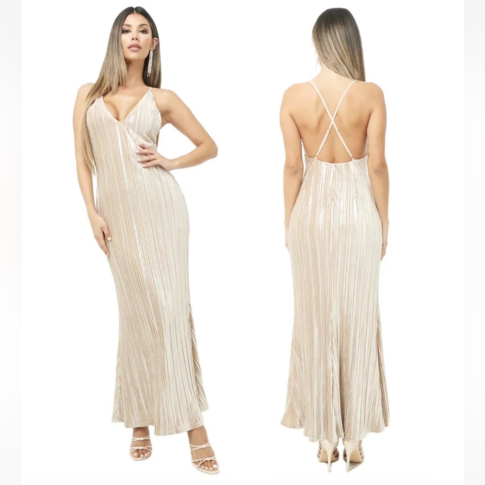 Champagne metallic maxi dress
